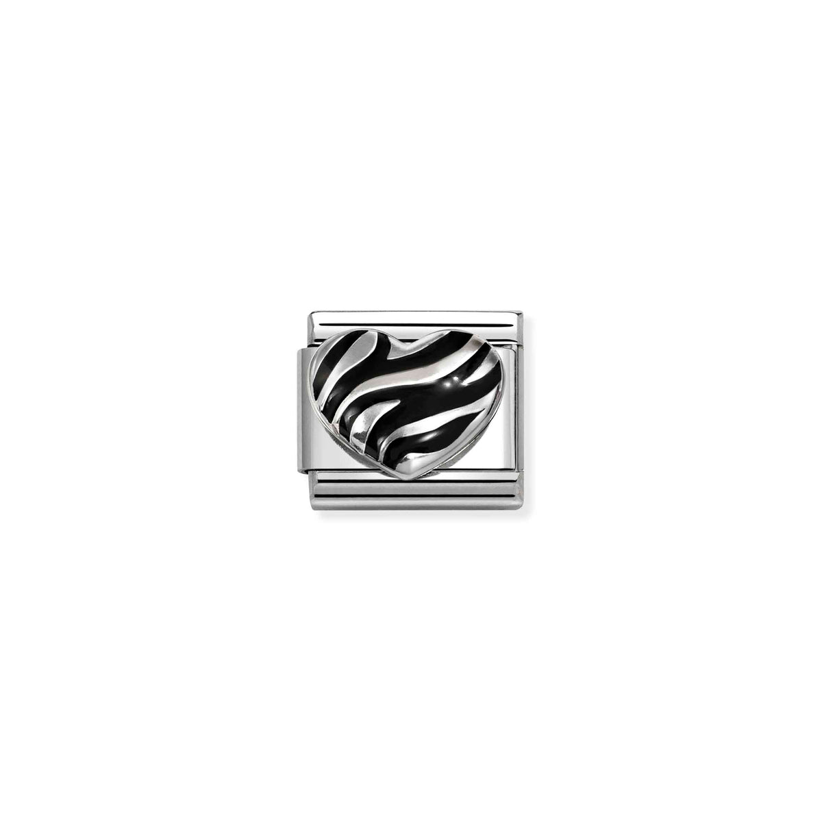 Classic Silver and Enamel Tiger-Print Heart Love & Hearts Charms