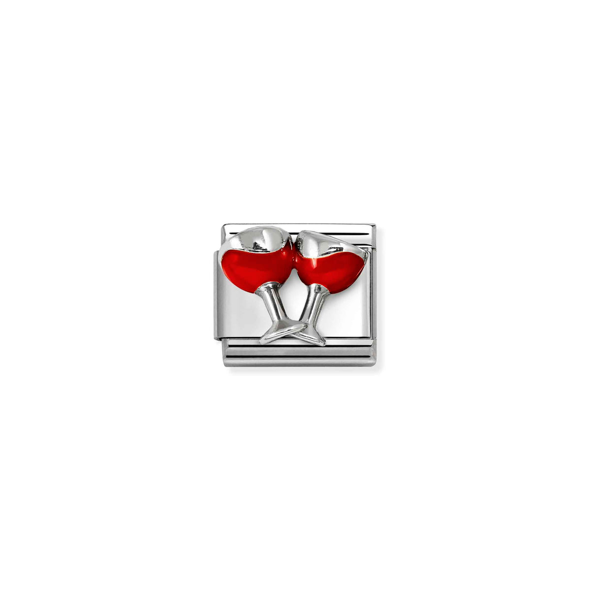 Classic Silver and Enamel Red Wine Glasses Food & Drink Charms