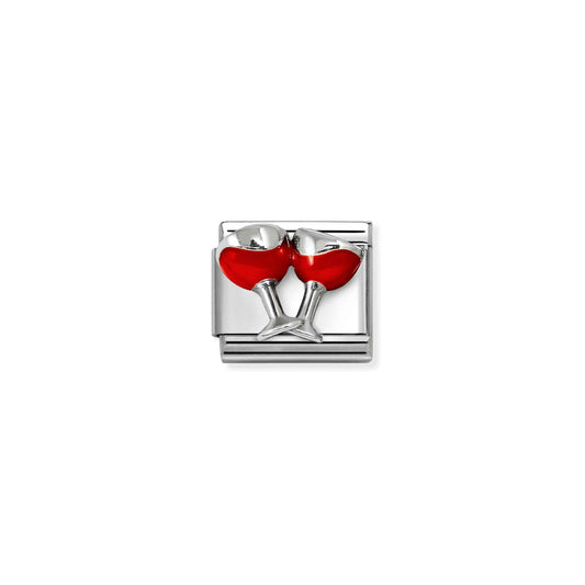 Classic Silver and Enamel Red Wine Glasses Food & Drink Charms