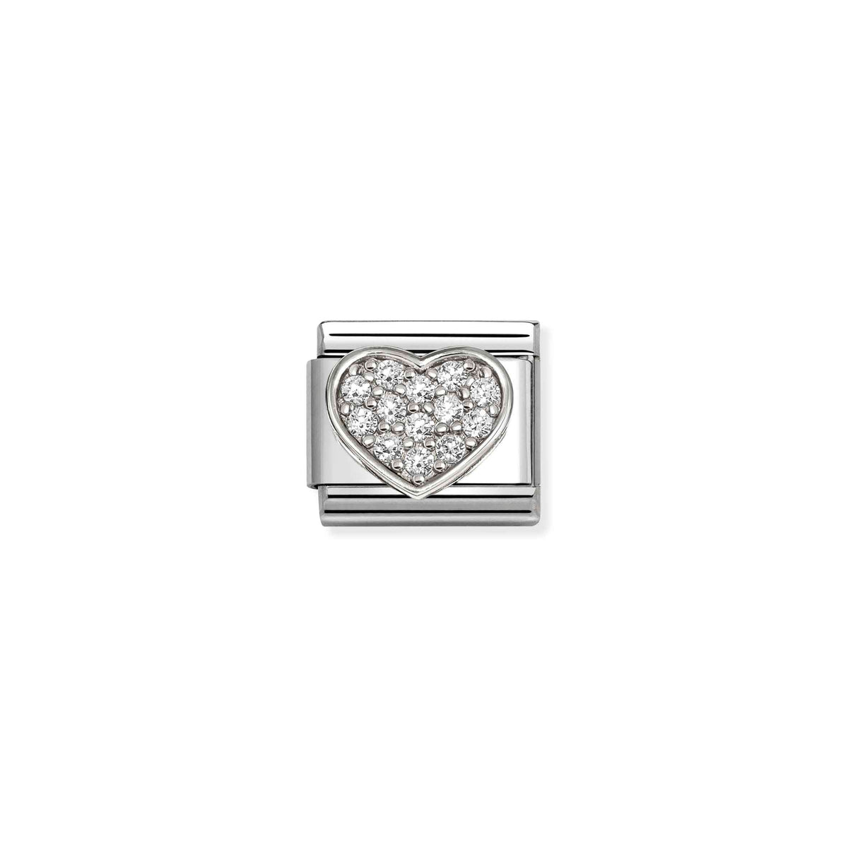 Nomination Classic Silver CZ Rich Clear Heart Love & Hearts Charms