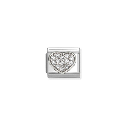 Classic Silver CZ Rich Clear Heart Love & Hearts Charms