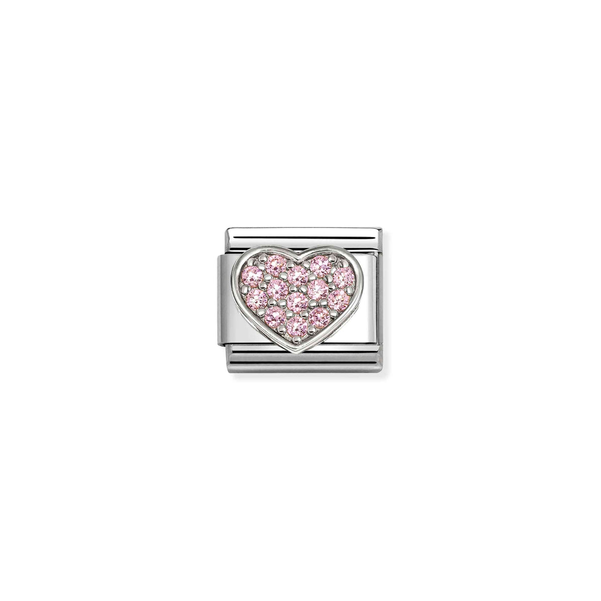 Classic Silver CZ Rich Pink Heart Love & Hearts Charms