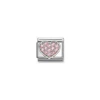 Classic Silver CZ Rich Pink Heart Love & Hearts Charms