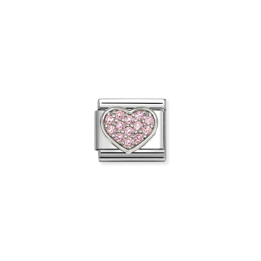 Classic Silver CZ Rich Pink Heart Love & Hearts Charms