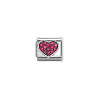 Classic Silver CZ Rich Red Heart Love & Hearts Charms