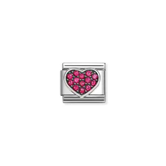 Classic Silver CZ Rich Red Heart Love & Hearts Charms