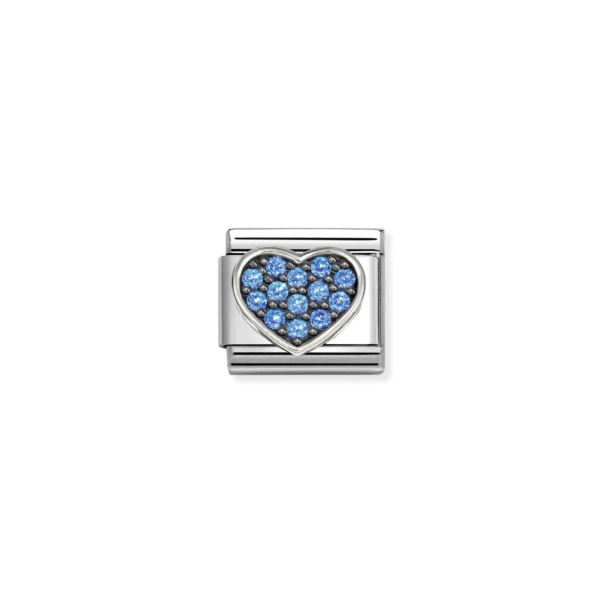 Classic Silver CZ Rich Light Blue Heart Love & Hearts Charms