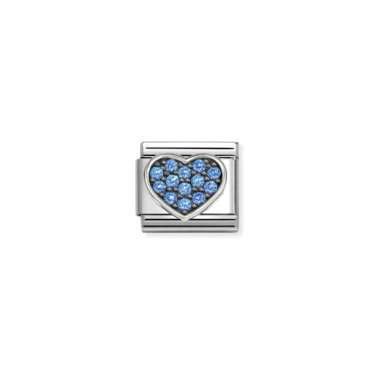 Classic Silver CZ Rich Light Blue Heart Love & Hearts Charms