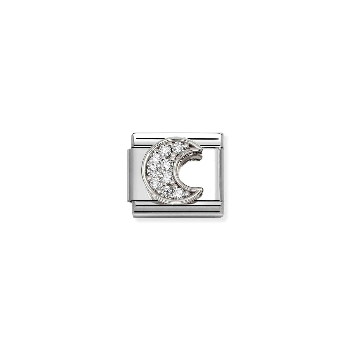 Nomination Classic Silver CZ Rich White Moon Fairytale & Fantasy Charms