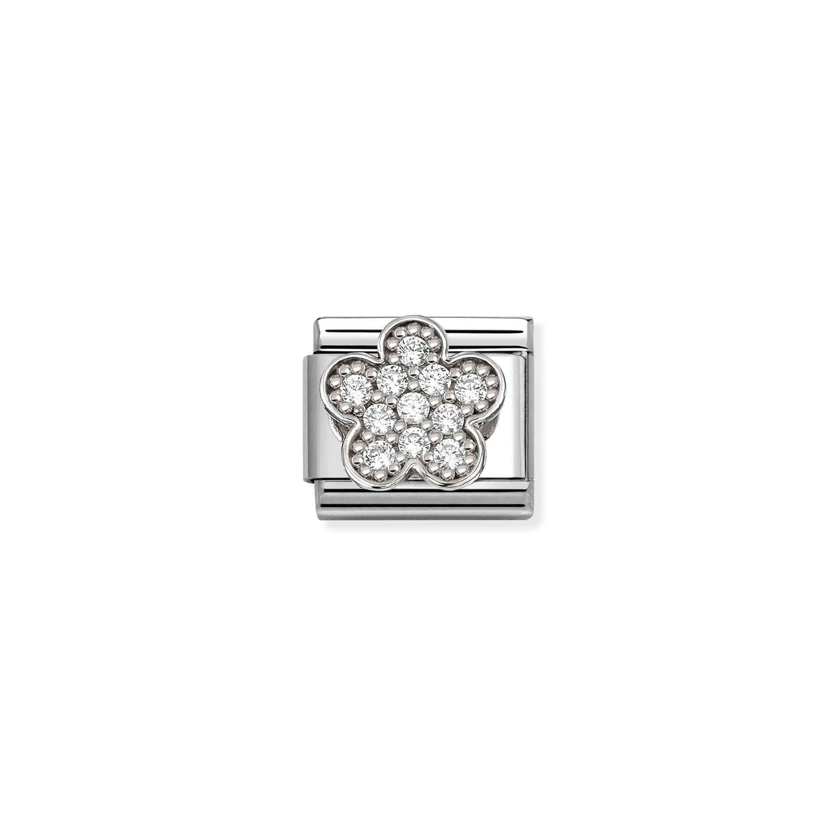 Nomination Classic Silver CZ Rich White Flower Flowers & Nature Charms