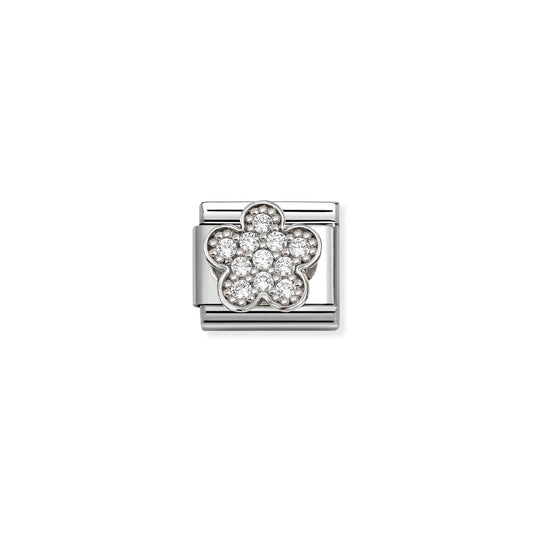 Classic Silver CZ Rich White Flower Flowers & Nature Charms
