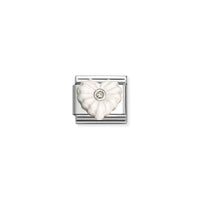 Classic Silver CZ White Textured Resin Heart Love & Hearts Charms