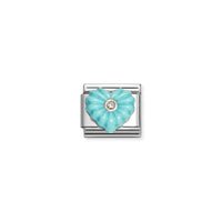 Classic Silver CZ Turquoise Textured Resin Heart Love & Hearts Charms