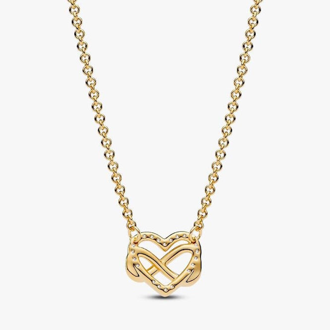 Pandora Gold Sparkling Infinity Heart Collier Necklace, 50cm