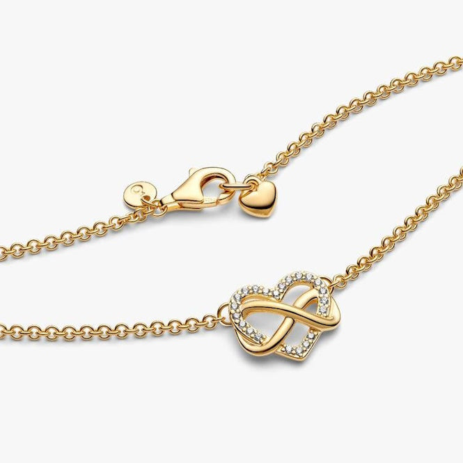 Gold Sparkling Infinity Heart Collier Necklace, 50cm