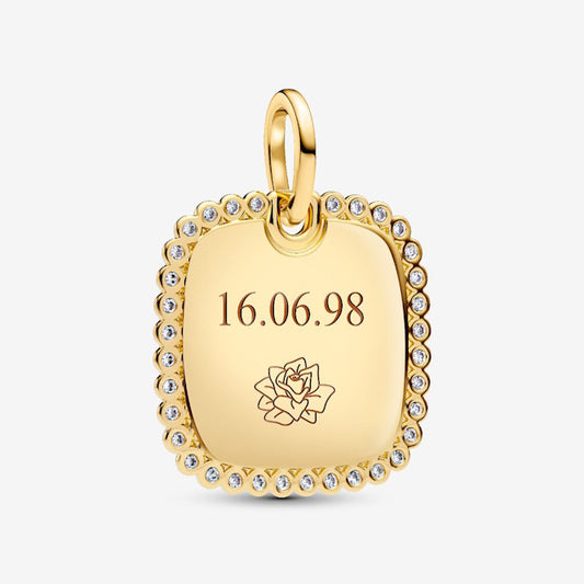 Engravable Gold Square Tag Pendant