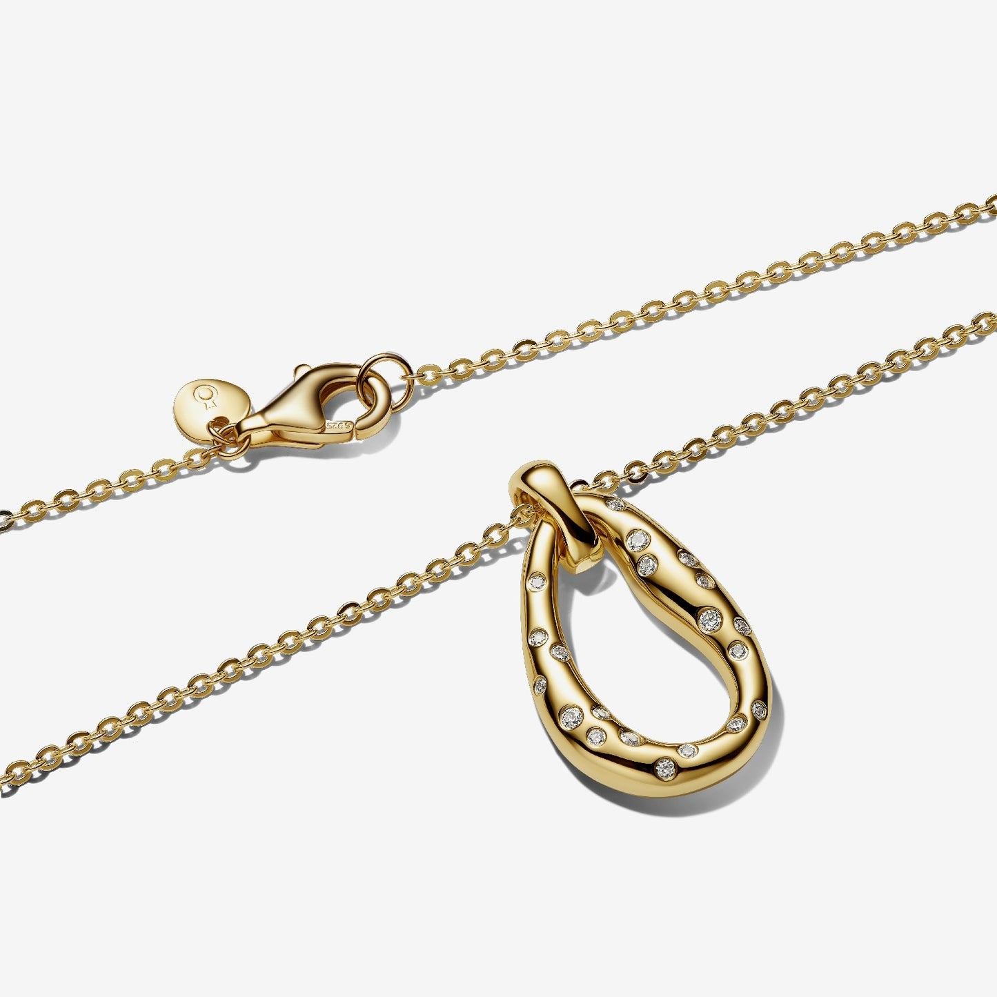 Organically Shaped Stone-Set Oval Pendant Necklace, 45cm