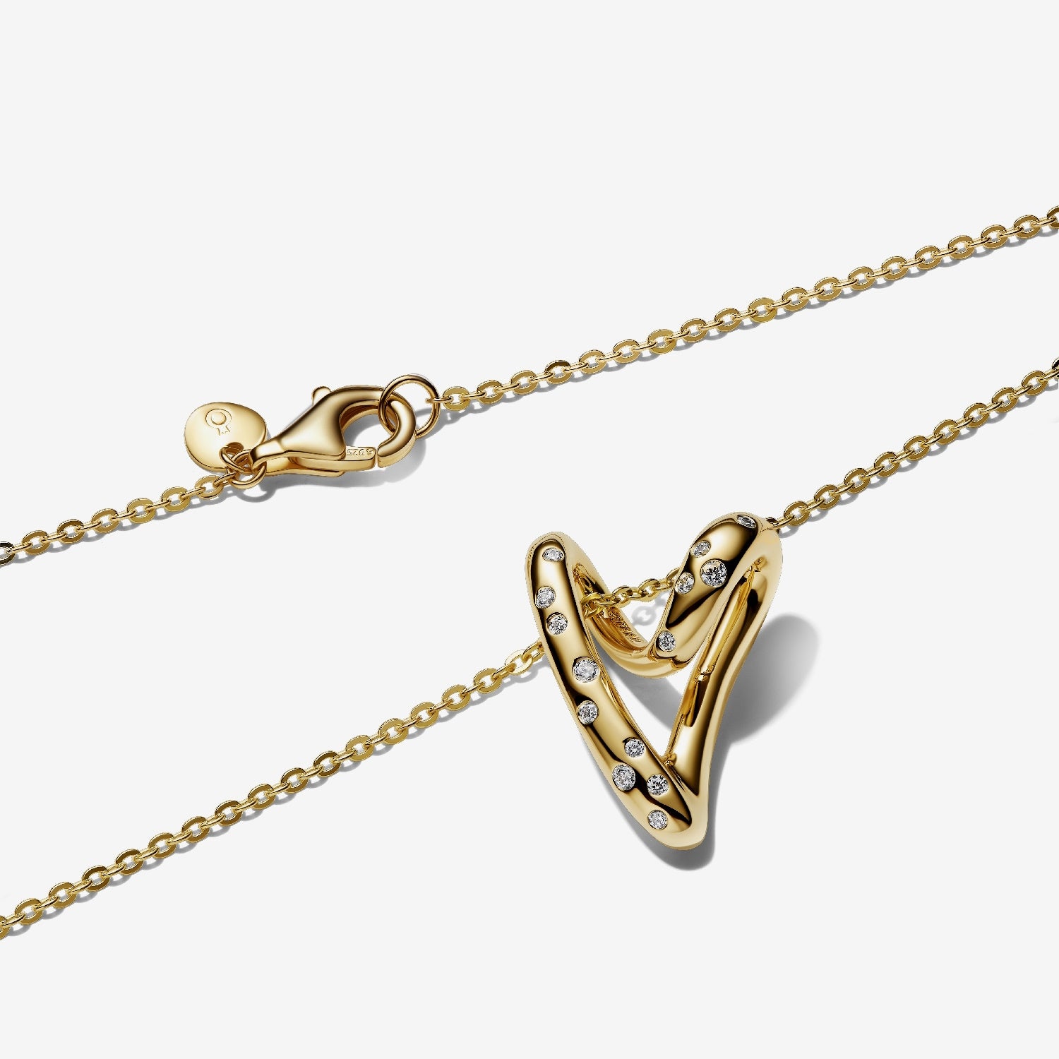 Pandora Organically Shaped Stone-Set Heart Pendant Necklace, 60cm