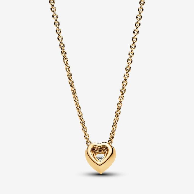 Pandora Gold Sparkling Heart Collier Necklace, 45cm