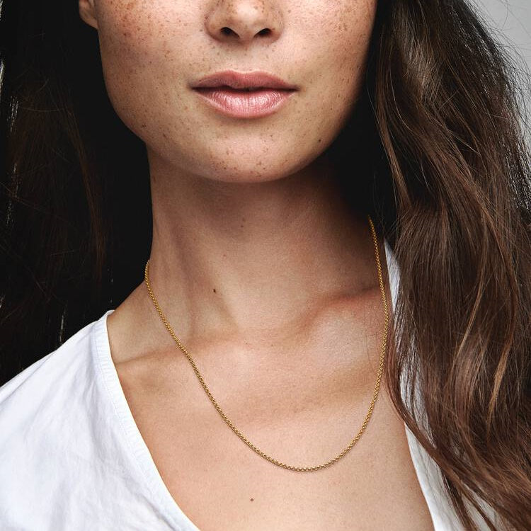 Gold Rolo Chain Necklace, 60cm