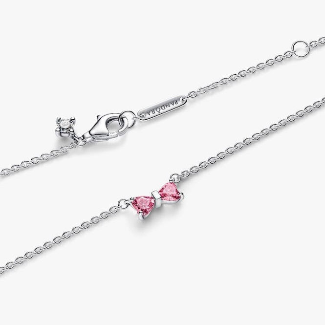 Pandora Pink Bow Pendant Necklace, 45cm