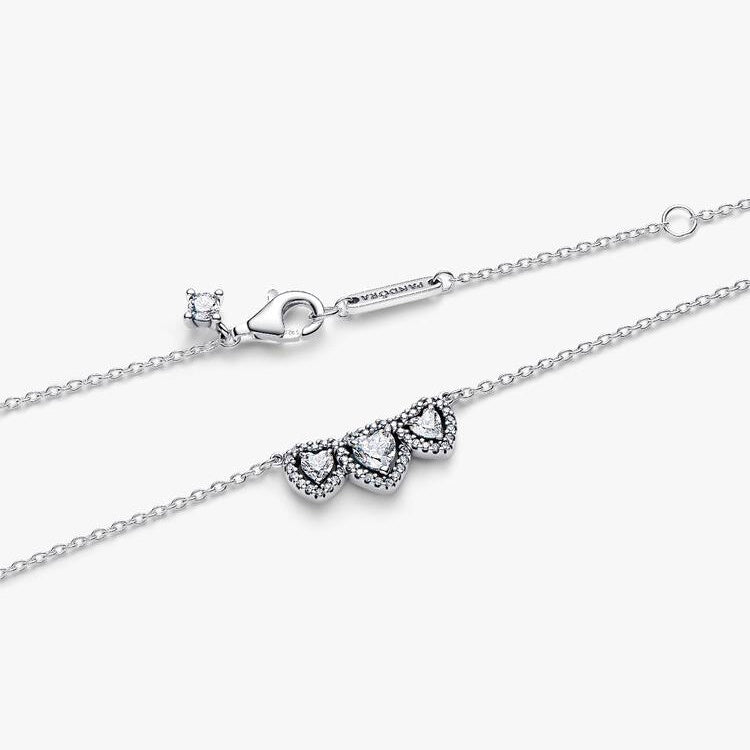 Pandora Halo Heart Trilogy Collier Necklace, 45cm