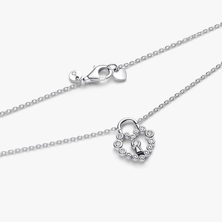 Pandora Sparkling Heart Padlock Pendant Necklace, 50cm