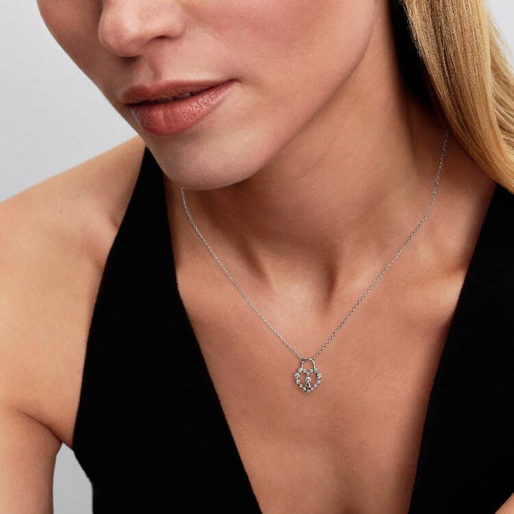 Pandora Sparkling Heart Padlock Pendant Necklace, 50cm