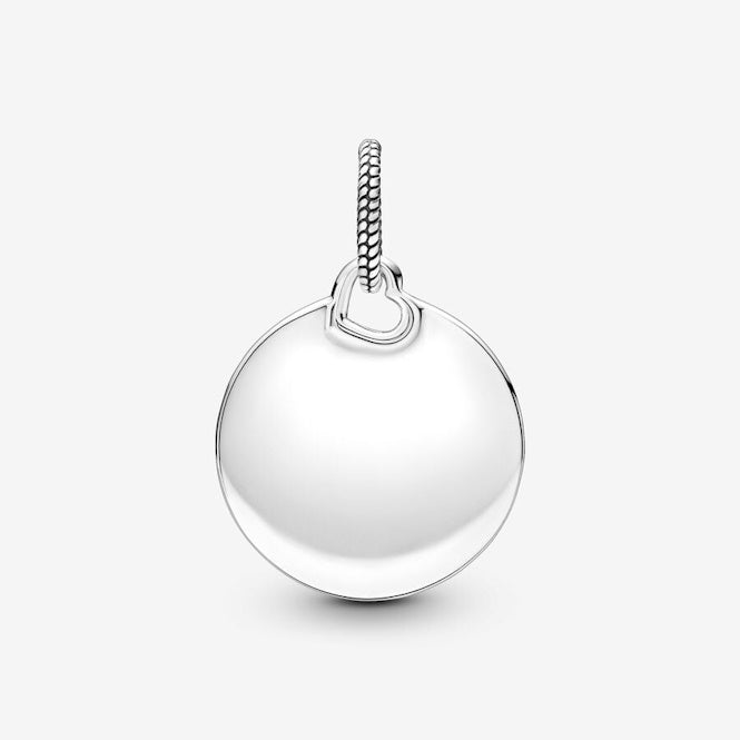 Pandora Engravable Silver Round Tag Pendant