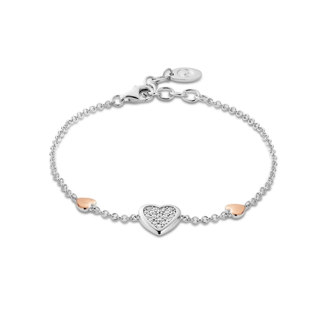 Forever Yours Silver Love Heart Bracelet with Swarovski® Zirconia