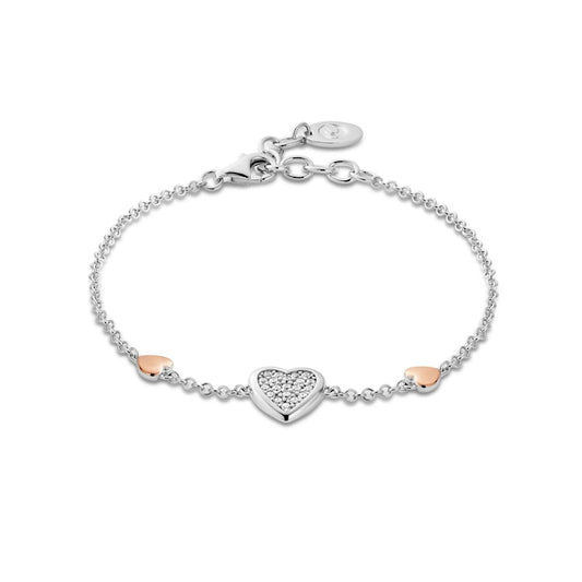 Forever Yours Silver Love Heart Bracelet with Swarovski® Zirconia
