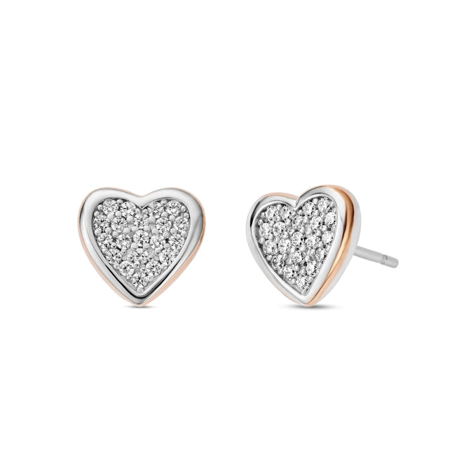 Clogau Forever Yours Silver Love Heart Earrings with Swarovski® Zirconia