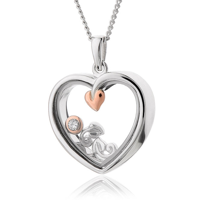 Clogau Tree of Life Sterling Silver Inner Charm Heart Pendant with Topaz