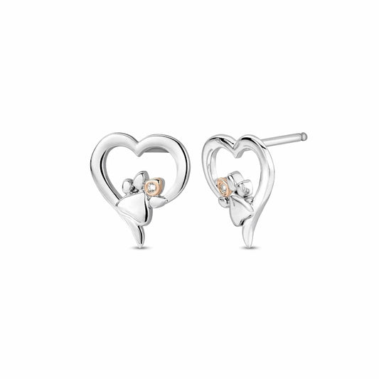 Paw Prints Heart Topaz Stud Earrings