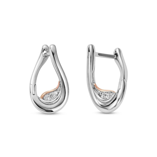 Past Present Future® Silver Twist Hoop Earrings with Topaz