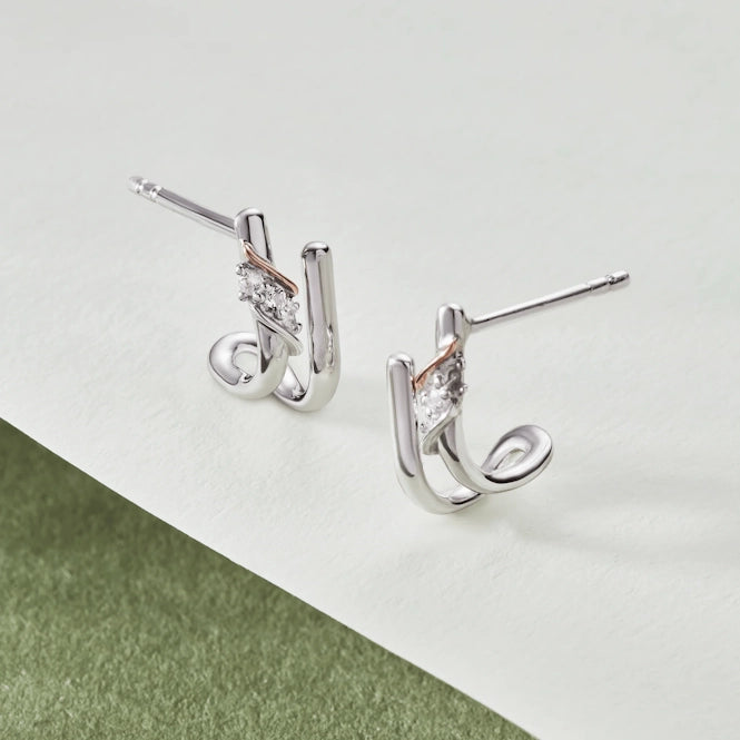 Past Present Future® Silver Curve Stud Earrings with Topaz