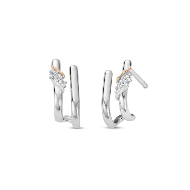 Past Present Future® Silver Curve Stud Earrings with Topaz
