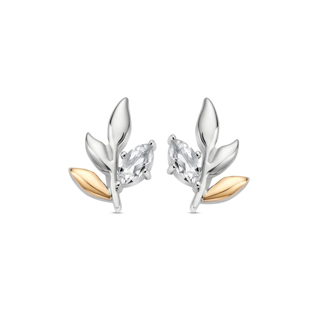 Clogau Royal Clogau® Silver Leaf Stud Earrings with Topaz