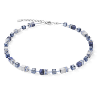 GeoCUBE Necklace in Silver with Sodalite & Haematite Blue