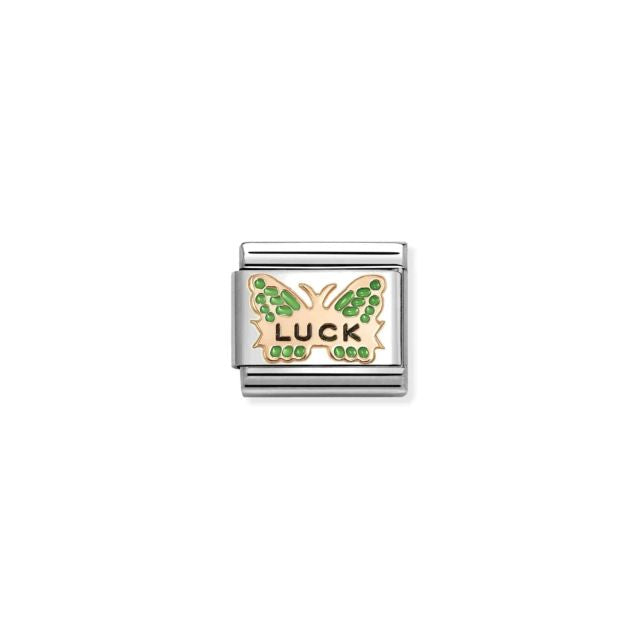 Nomination Classic Rose Gold & Enamel Green Luck Butterfly Faith & Religion Charms