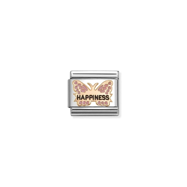 Nomination Classic Rose Gold & Enamel Pink Happiness Butterfly Faith & Religion Charms