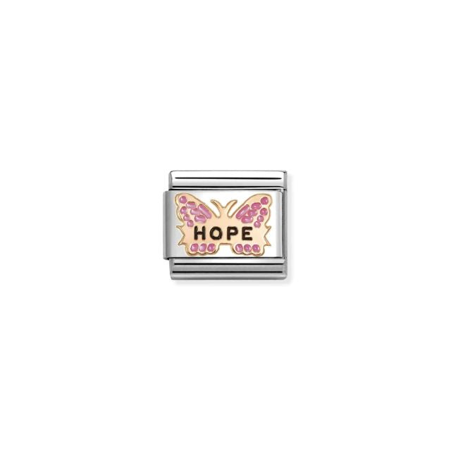 Nomination Classic Rose Gold & Enamel Fuchsia Hope Butterfly Faith & Religion Charms