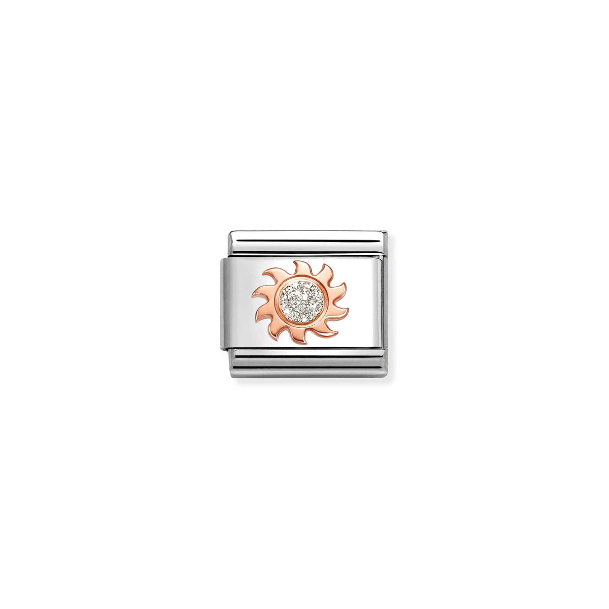 Classic Rose Gold and Enamel Silver Glitter Sun Fairytale & Fantasy Charms