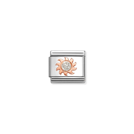 Classic Rose Gold and Enamel Silver Glitter Sun Fairytale & Fantasy Charms