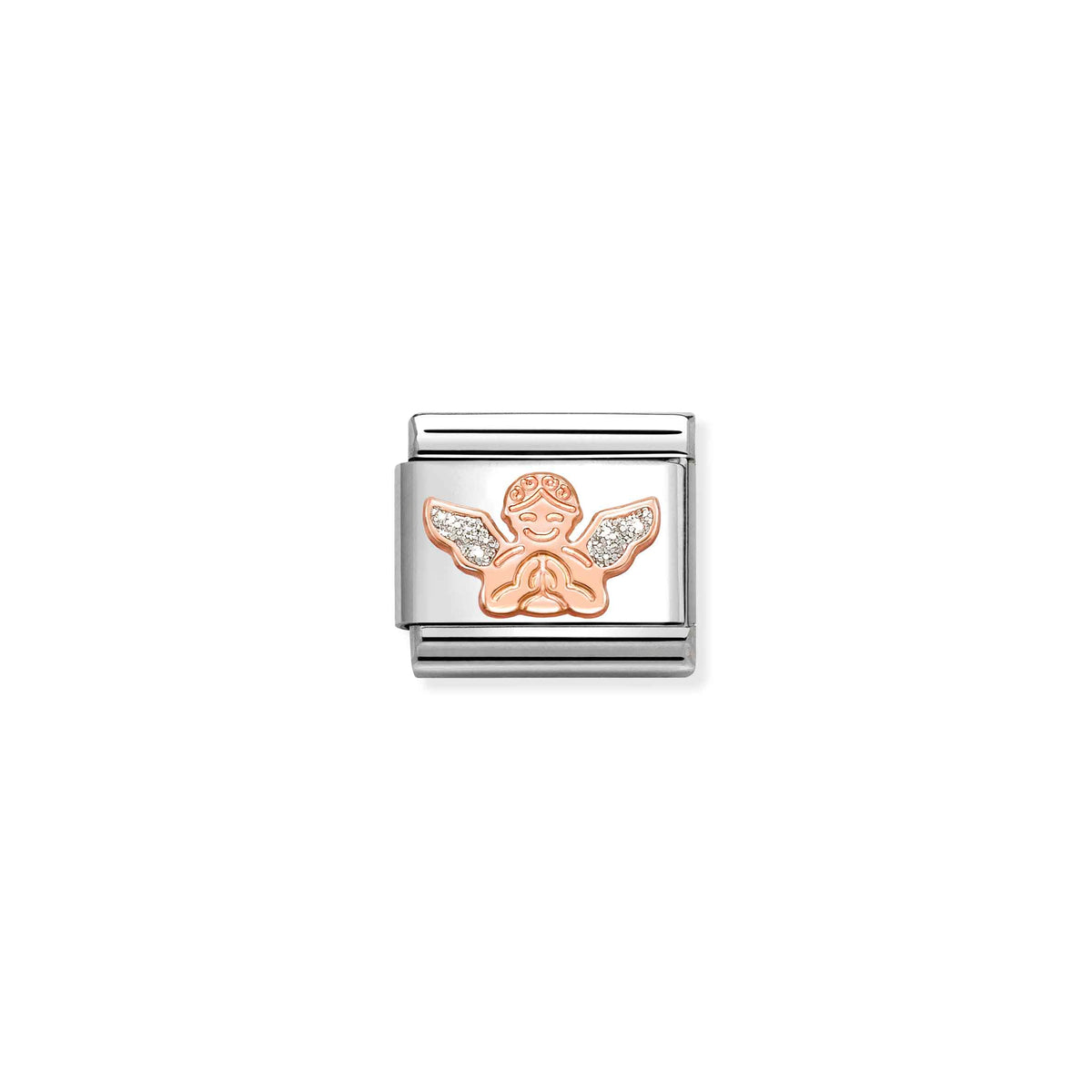 Classic Rose Gold and Enamel Silver Glitter Angel Faith & Religion Charms