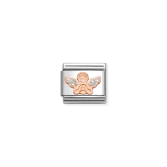 Classic Rose Gold and Enamel Silver Glitter Angel Faith & Religion Charms
