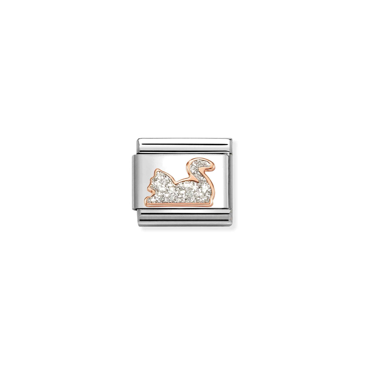 Classic Rose Gold and Enamel Silver Glitter Cat Animals & Pets Charms