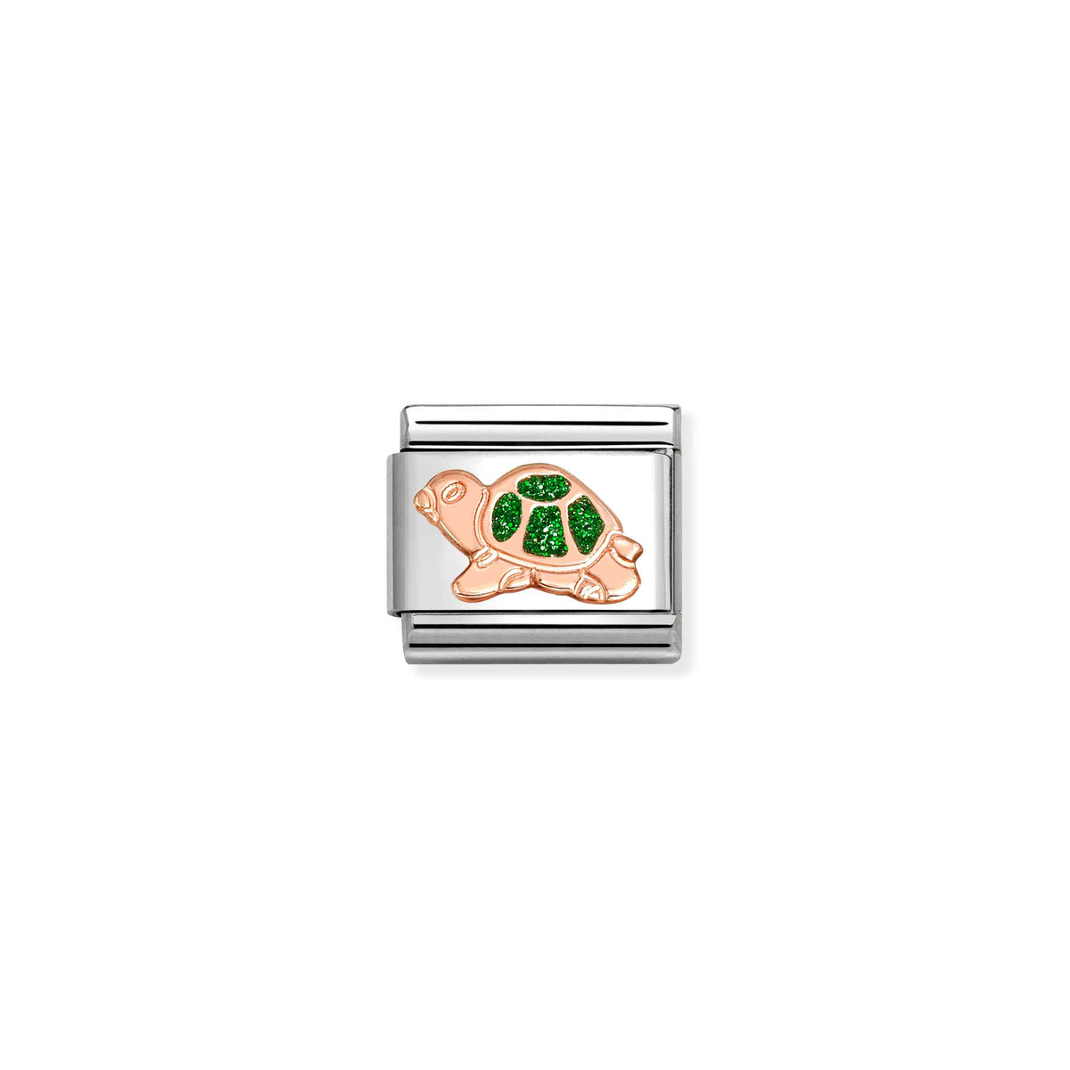 Nomination Classic Rose Gold and Enamel Green Glitter Turtle Animals & Pets Charms