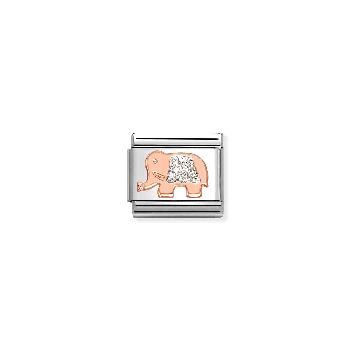 Classic Rose Gold and Enamel Silver Glitter Elephant Animals & Pets Charms