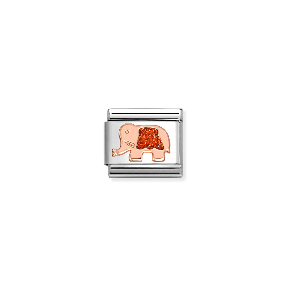 Classic Rose Gold and Enamel Red Glitter Elephant Animals & Pets Charms